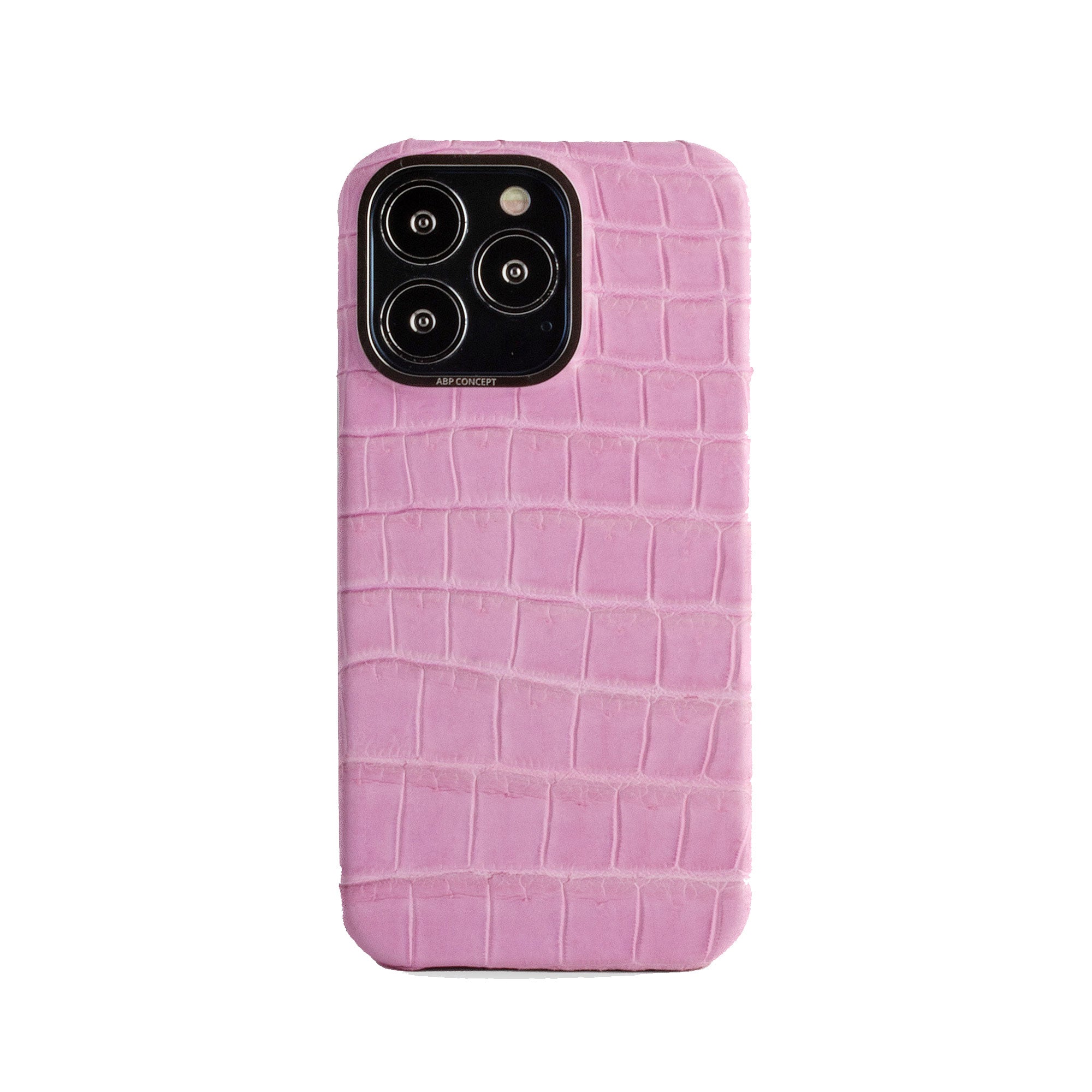Vente exclusive - Coque cuir pour iPhone 13 Pro - Alligator rose 2