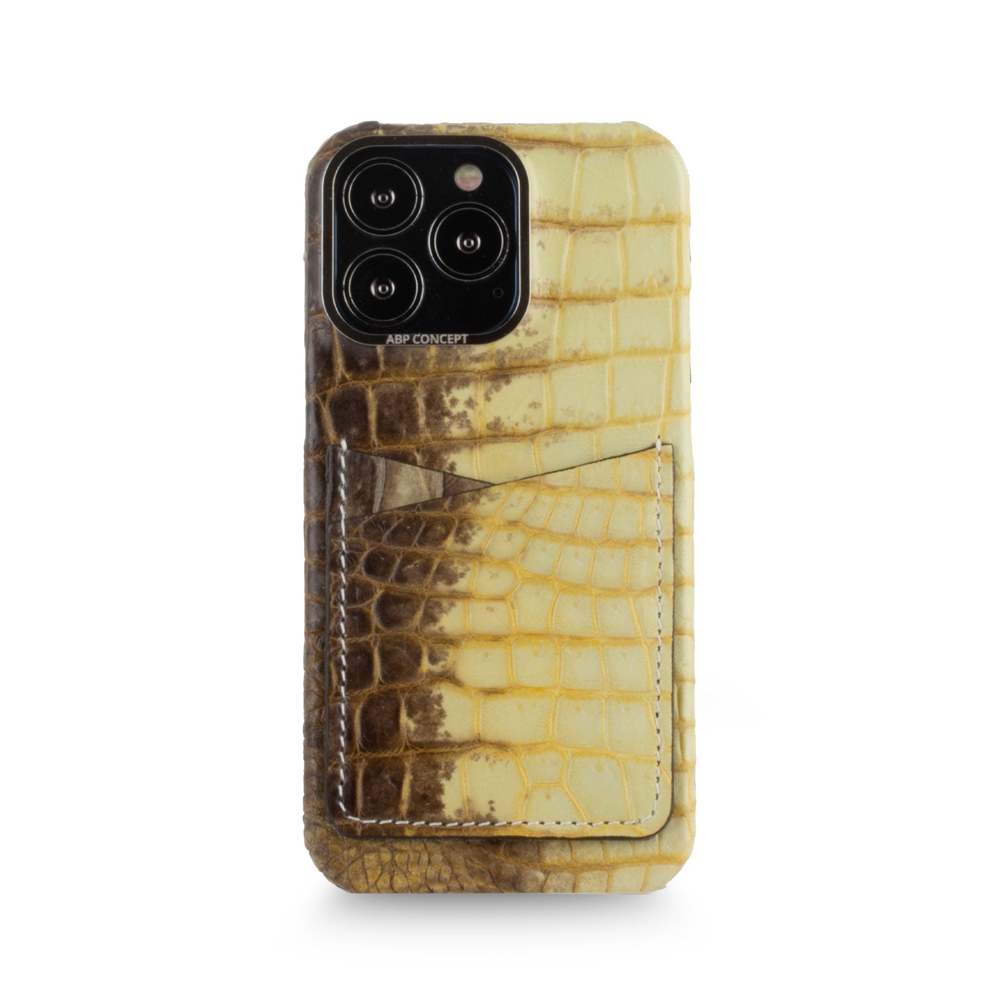 Vente exclusive - Coque cuir "double card" Himalaya pour iPhone 13 Pro - Crocodile Himalaya "natural"