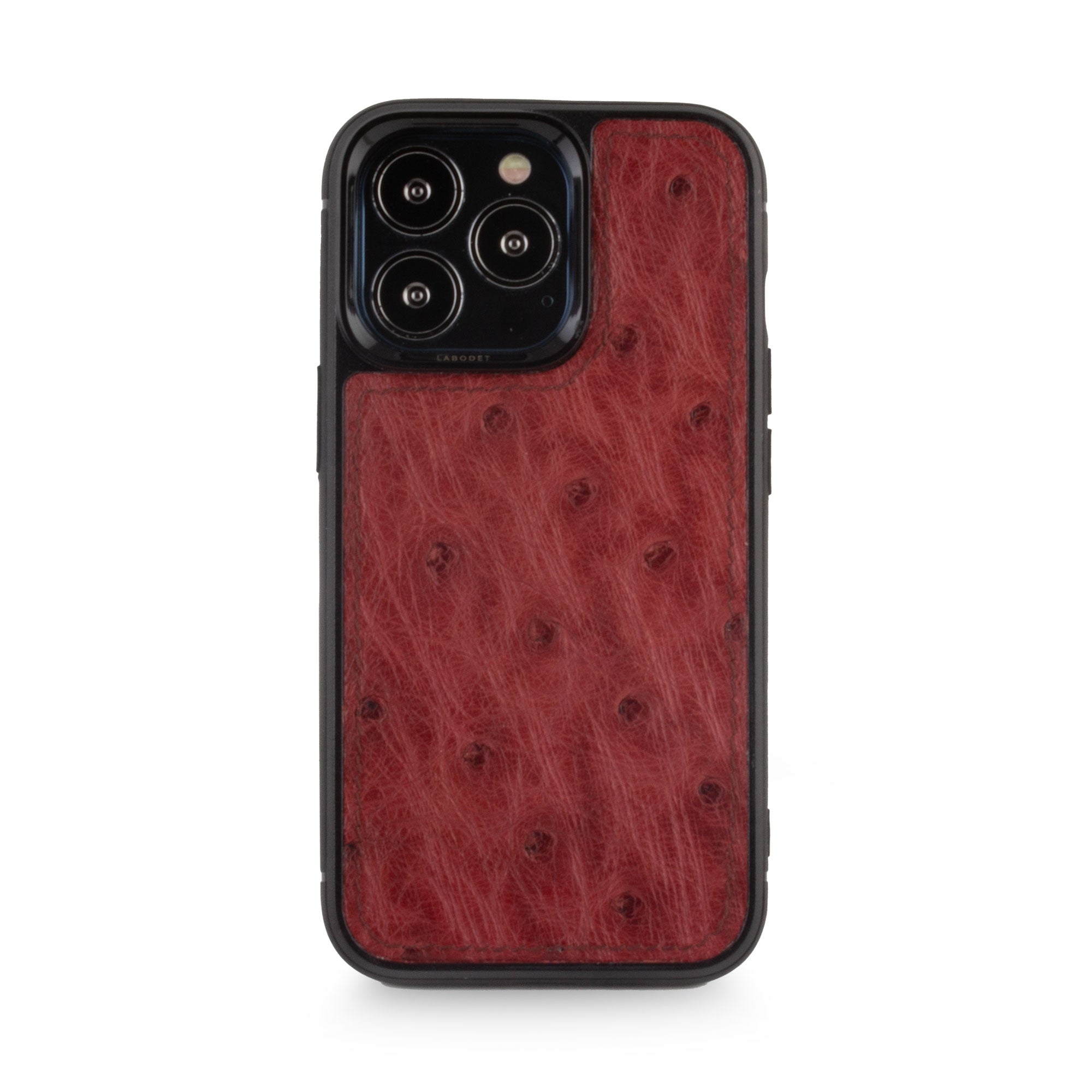 Vente exclusive - Coque "Sport case" cuir pour iPhone 13 Pro - Autruche bordeaux