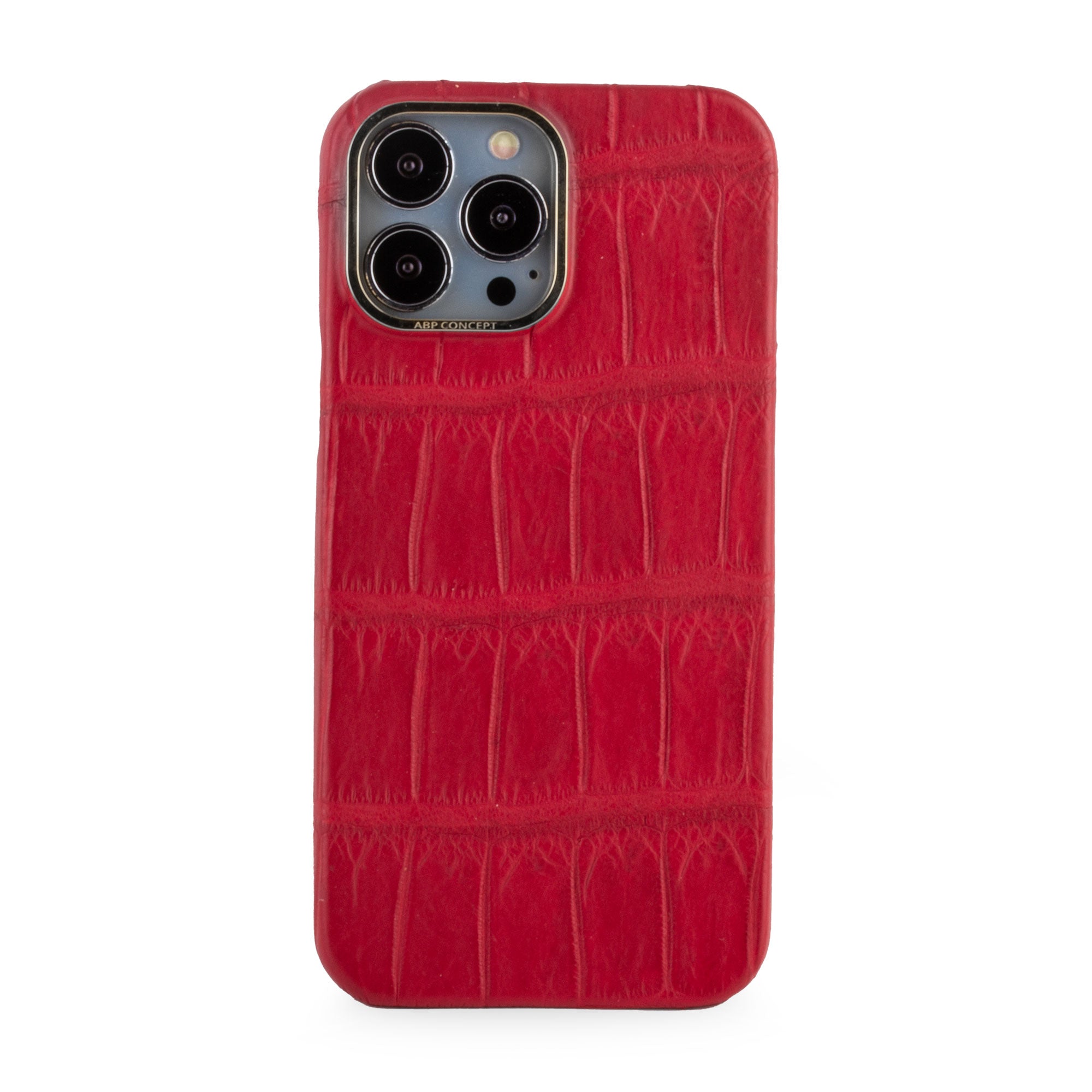 Clearance Sale - Leather iPhone case - iPhone 13 Pro Max - Red alligator 2
