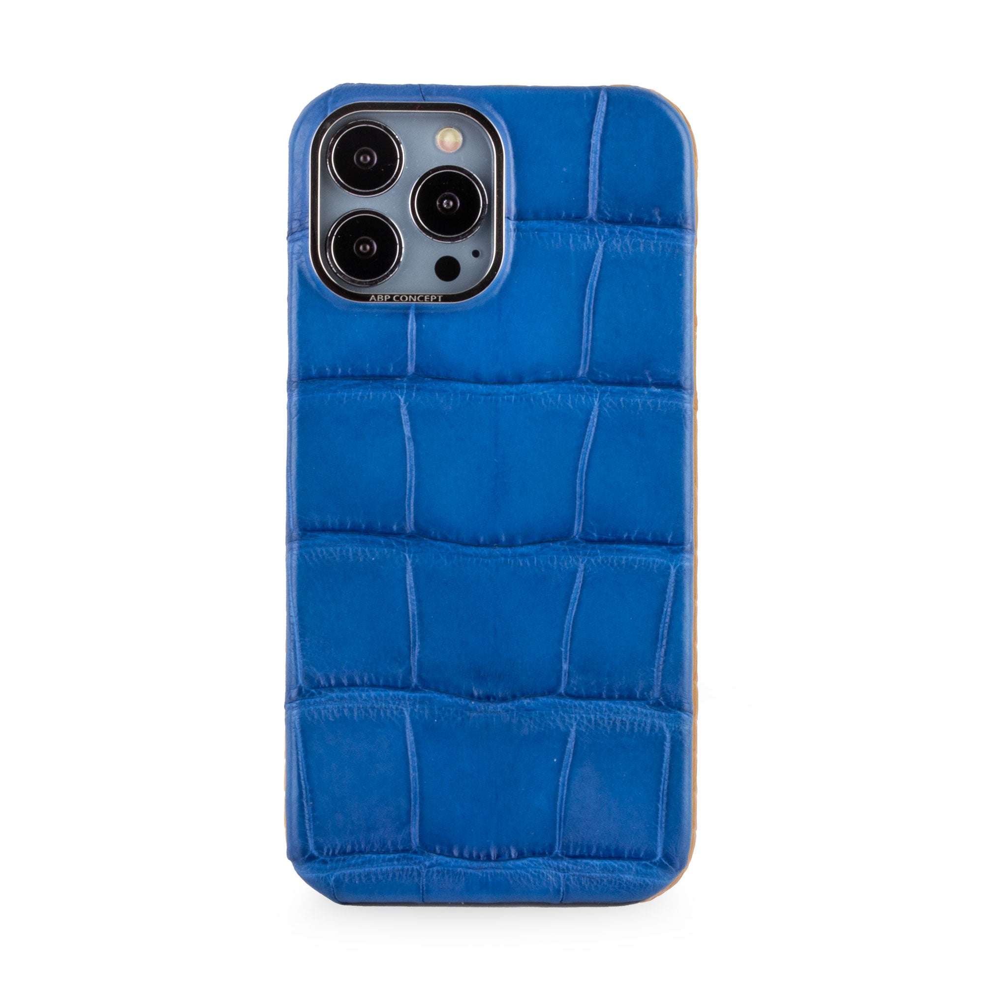 Clearance Sale - Leather iPhone case - iPhone 13 Pro Max - Royal blue alligator 2