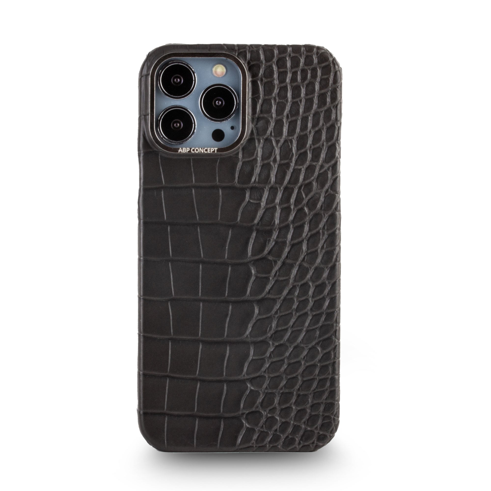 Clearance Sale - Leather iPhone case - iPhone 13 Pro Max - Grey alligator