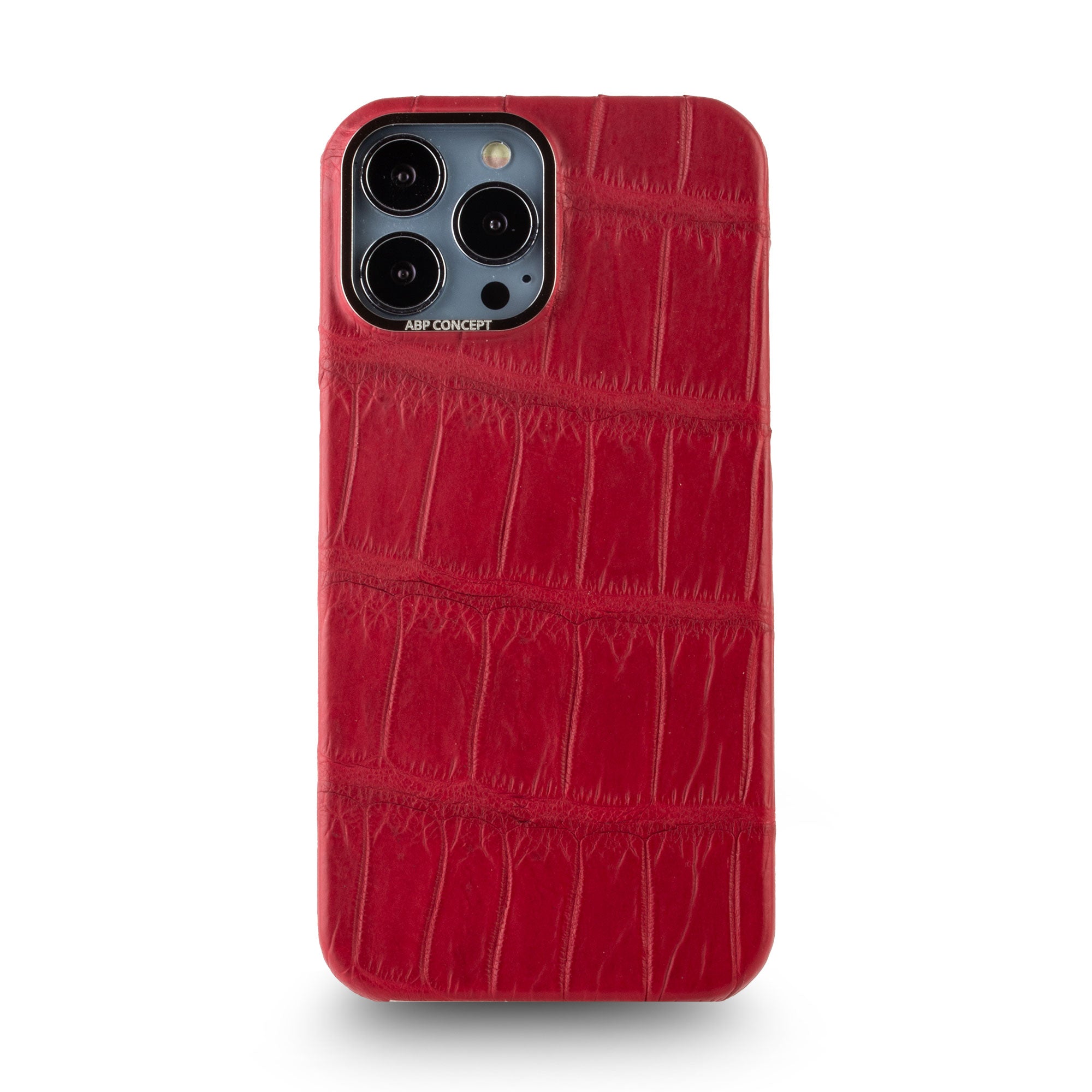 Clearance Sale - Leather iPhone case - iPhone 13 Pro Max - Red alligator