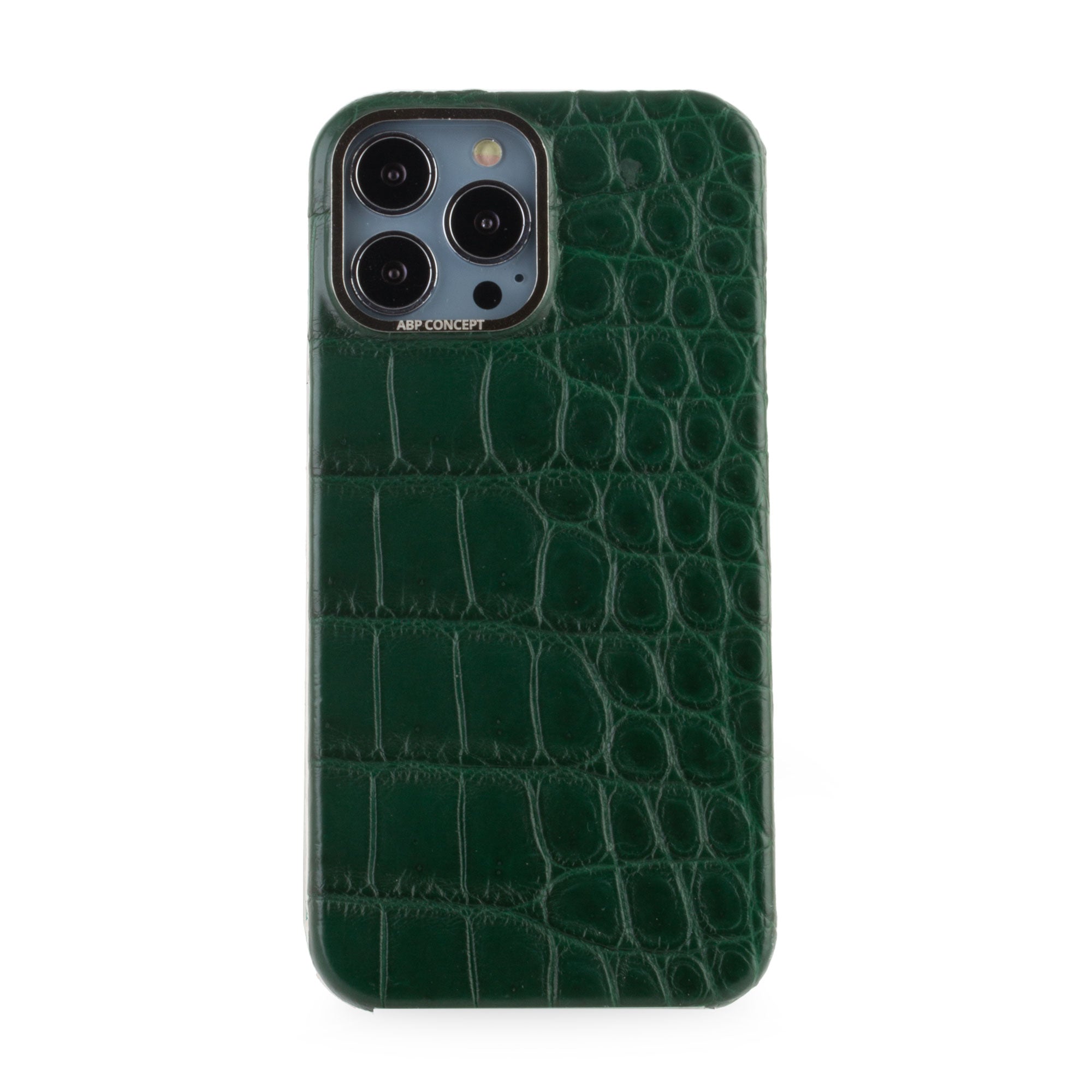 Clearance Sale - Leather iPhone case - iPhone 13 Pro Max - Green alligator