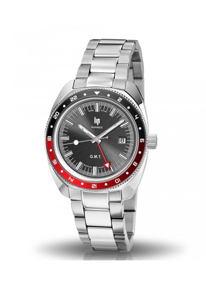 Montre Lip - Marinier GMT noir / rouge bracelet acier
