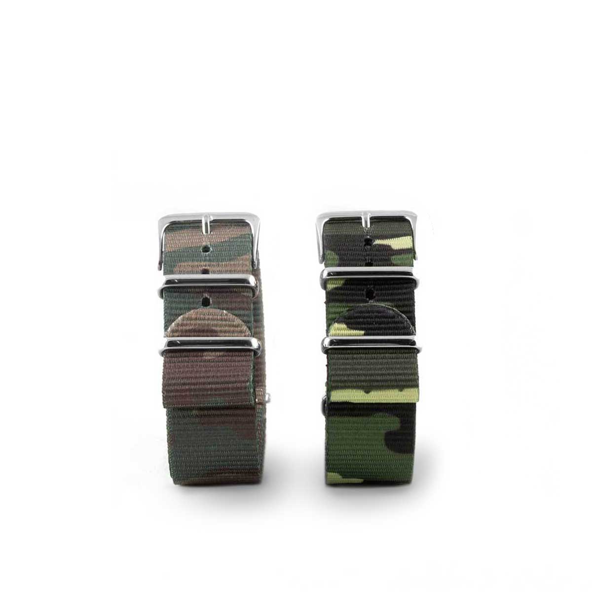 Bracelet montre Nato - Nylon / Tissu - Camo (marron, vert)