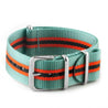 Bracelet montre Nato - Nylon / Tissu - Rayures 3/4 couleurs (noir, marron, bleu, rouge, blanc, orange, kaki, beige) - watch band leather strap - ABP Concept -