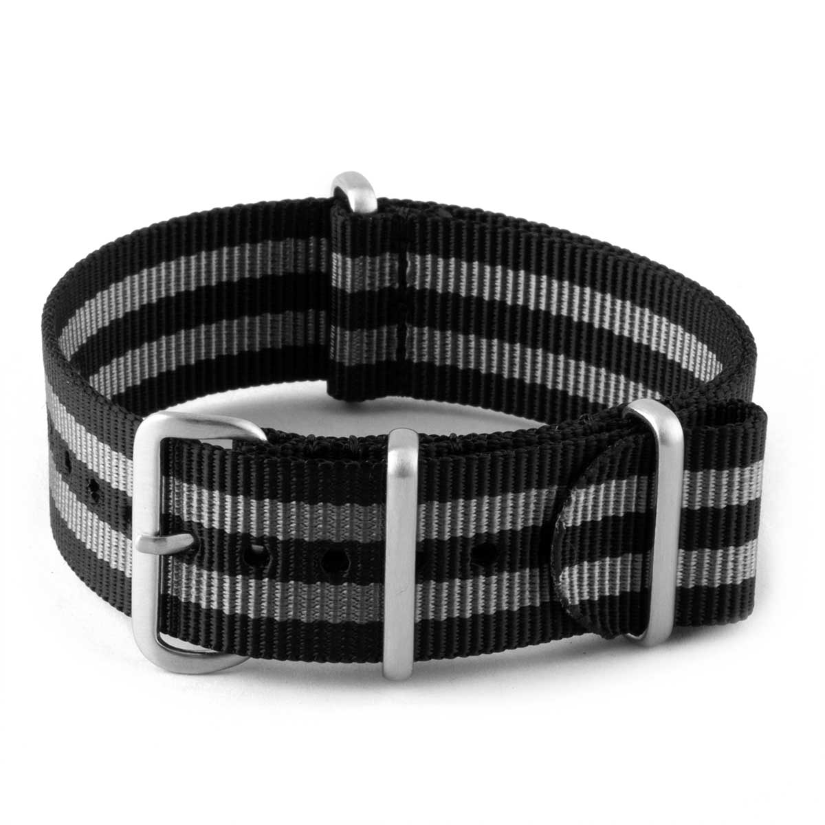 Bracelet-montre Nato - Nylon / Tissu - Rayures 2 couleurs (noir, marron, gris, bleu, rouge, blanc, jaune, beige) - watch band leather strap - ABP Concept -