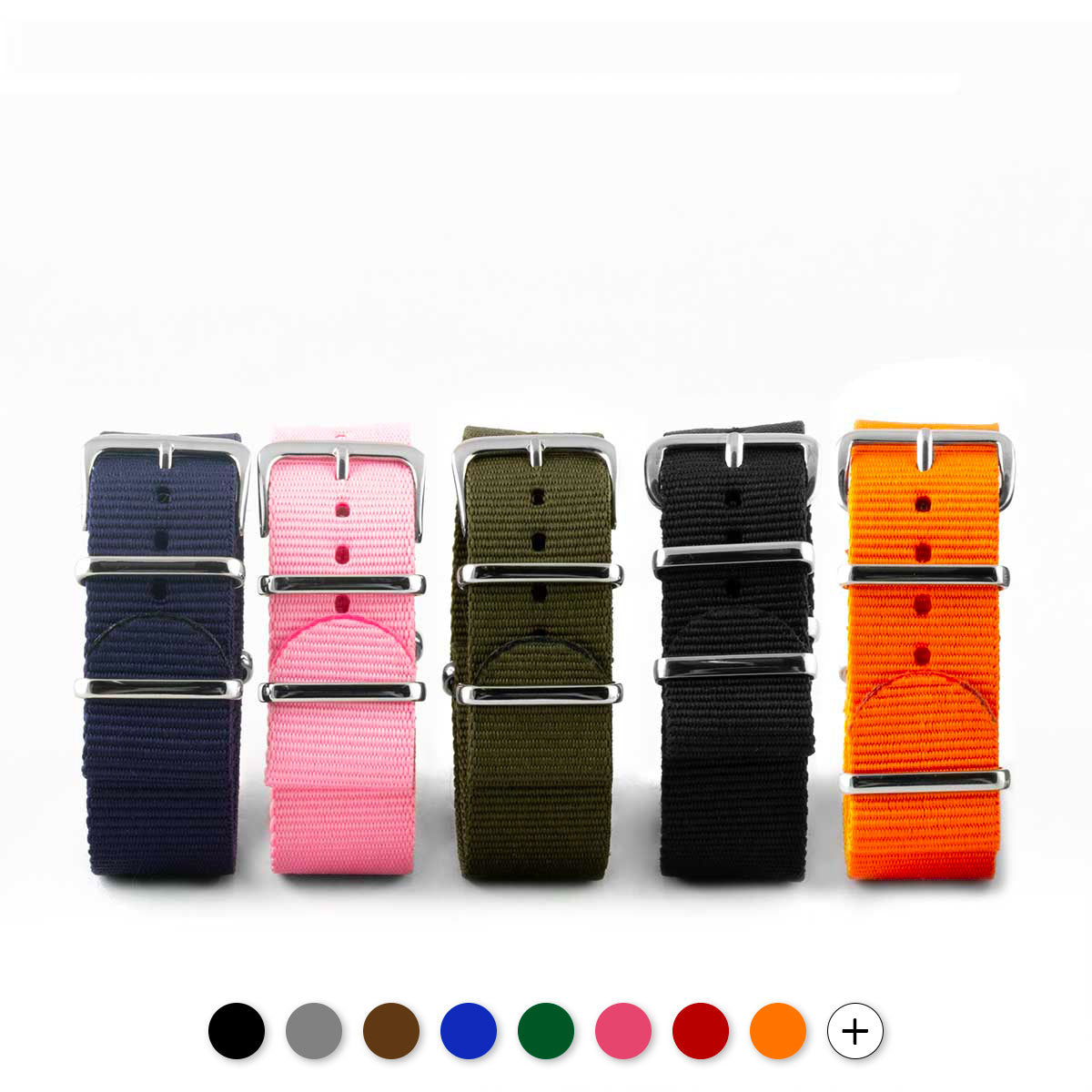 Bracelet de montre Nato - Nylon / Tissu - Couleur unie (noir, marron, gris, bleu, rouge, blanc, orange, kaki, rose...) - watch band leather strap - ABP Concept -