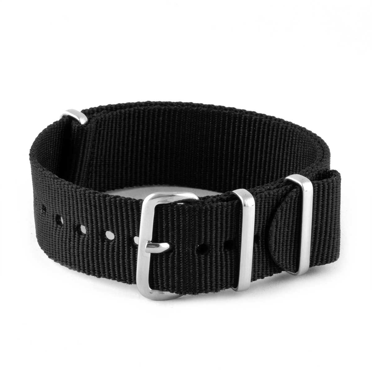 Bracelet montre Nato - Nylon / Tissu - Noir - watch band leather strap - ABP Concept -