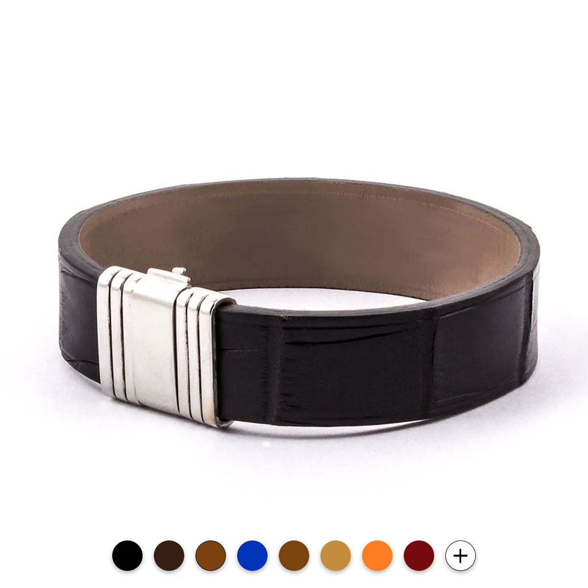 Leather bracelet in alligator 1 – Atelier du Bracelet Parisien