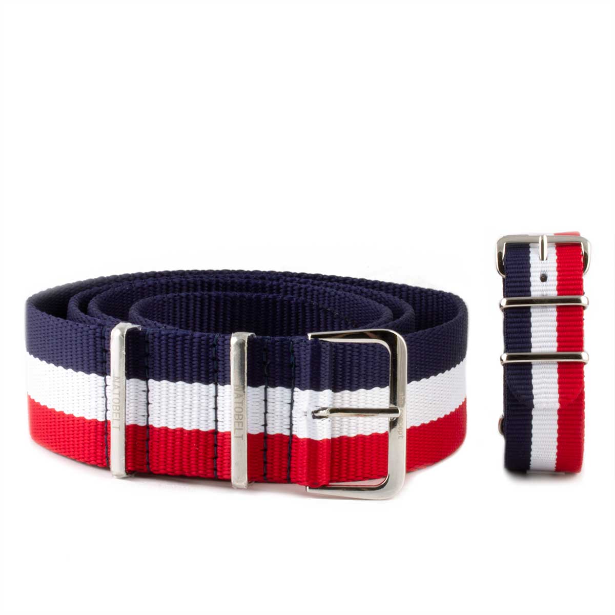 Pack Équipe de France - Ceinture NATOBELT et bracelet NATO assorti (bleu, blanc, rouge)