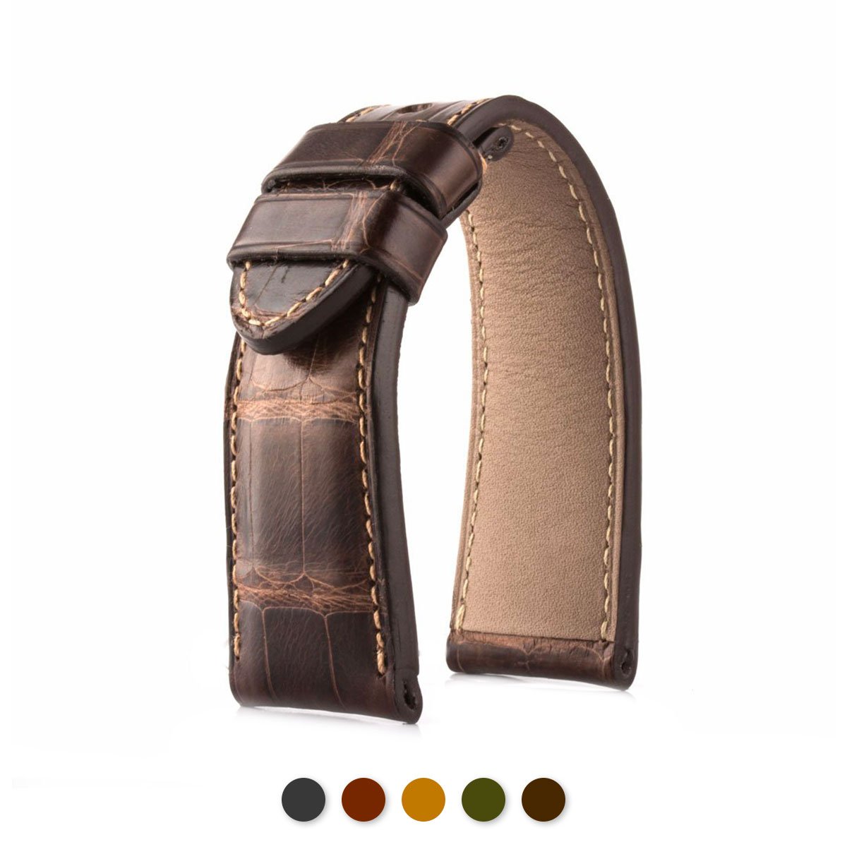 Panerai Radiomir & Luminor - Bracelet de montre cuir - Alligator waxé (gris, marron, vert) - watch band leather strap - ABP Concept -