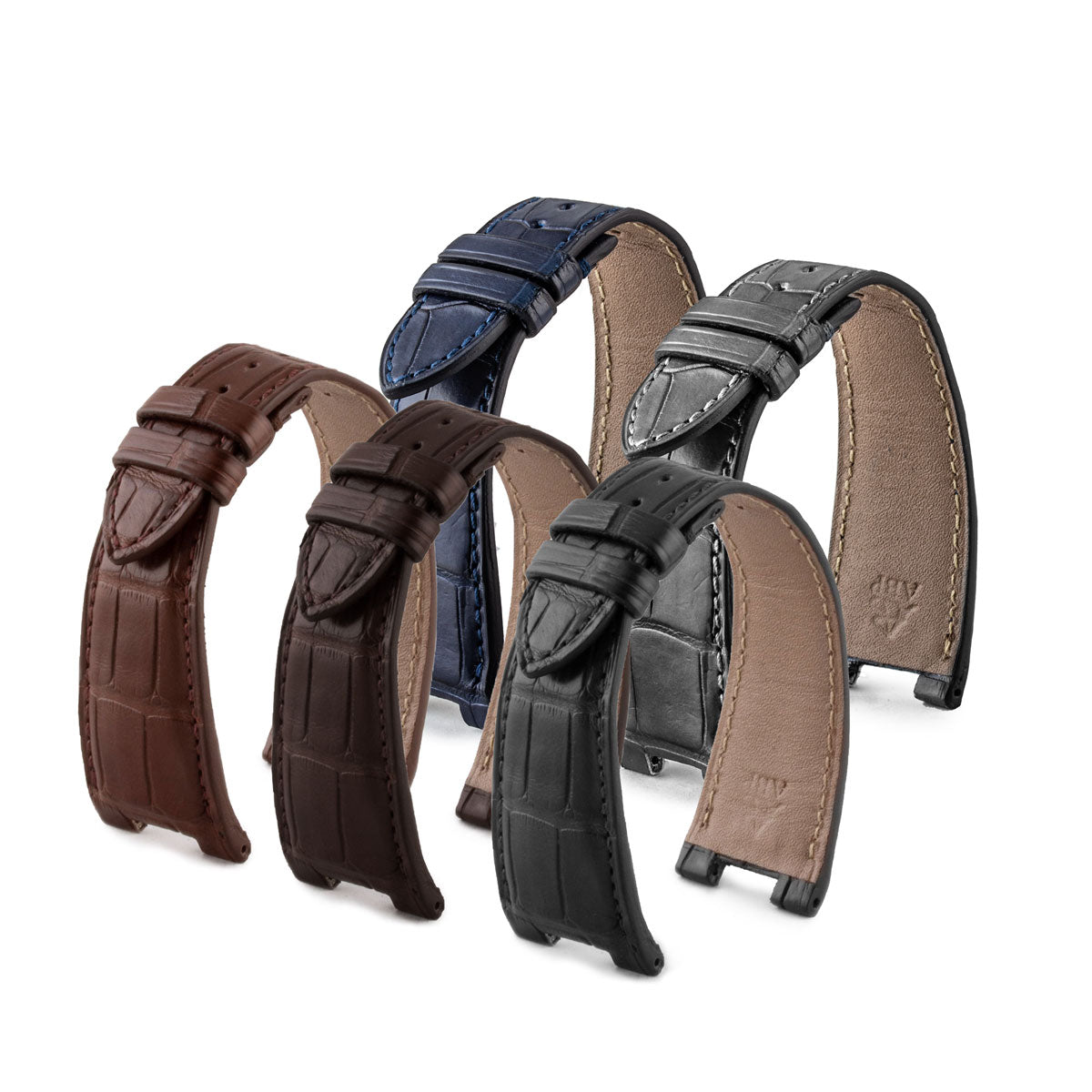 Patek Philippe Nautilus - Bracelet-montre cuir - Alligator (noir / gris / marron / bleu...) - watch band leather strap - ABP Concept -