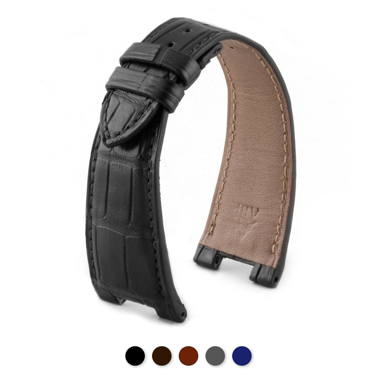 Patek Philippe Nautilus - Bracelet-montre cuir - Alligator (noir / gris / marron / bleu...) - watch band leather strap - ABP Concept -