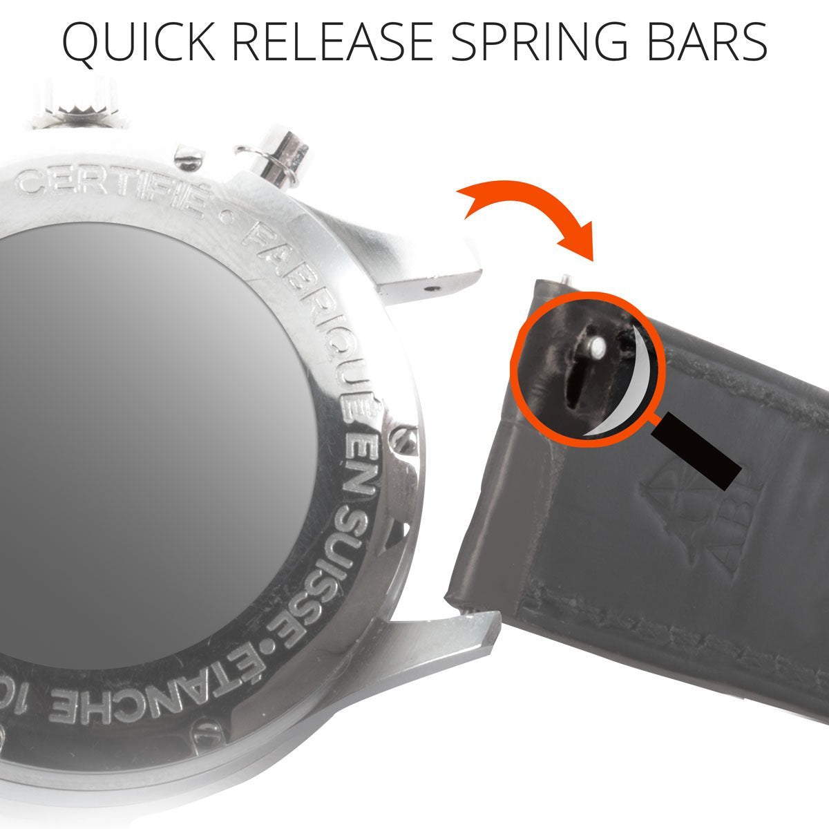 Bracelet pour montre cuir - Golf - Alligator (marron, blanc) - watch band leather strap - ABP Concept -