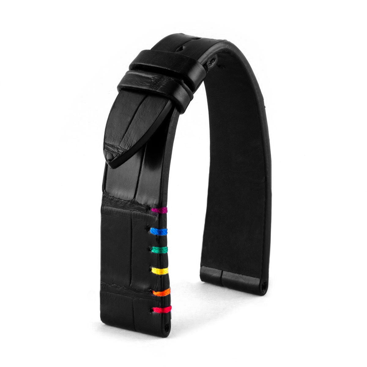 Bracelet classique - Pride - Alligator noir - watch band leather strap - ABP Concept -