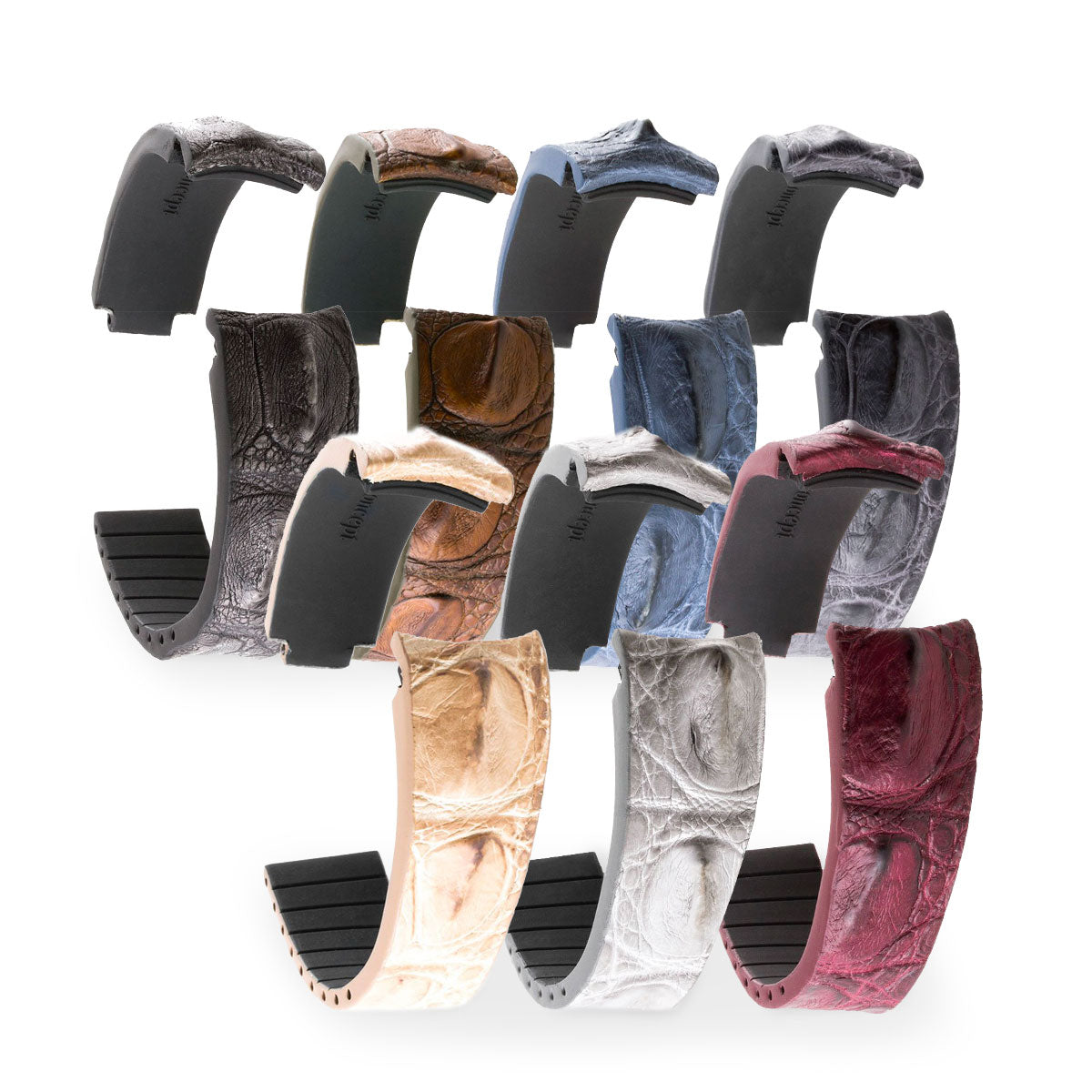 Rolex – Bracelet montre cuir R Strap – Alligator corné (noir, marron, bleu, gris, rouge, vert...) - watch band leather strap - ABP Concept -