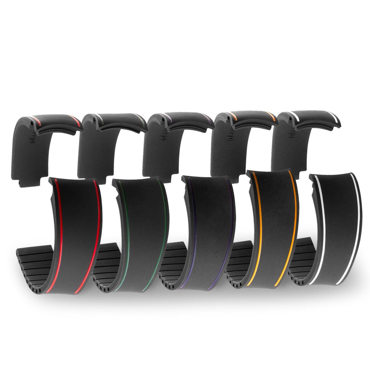 Rolex – Bracelet de montre R Strap "Duo" – Rubber noir contrasté (rouge, bleu, vert...) - watch band leather strap - ABP Concept -