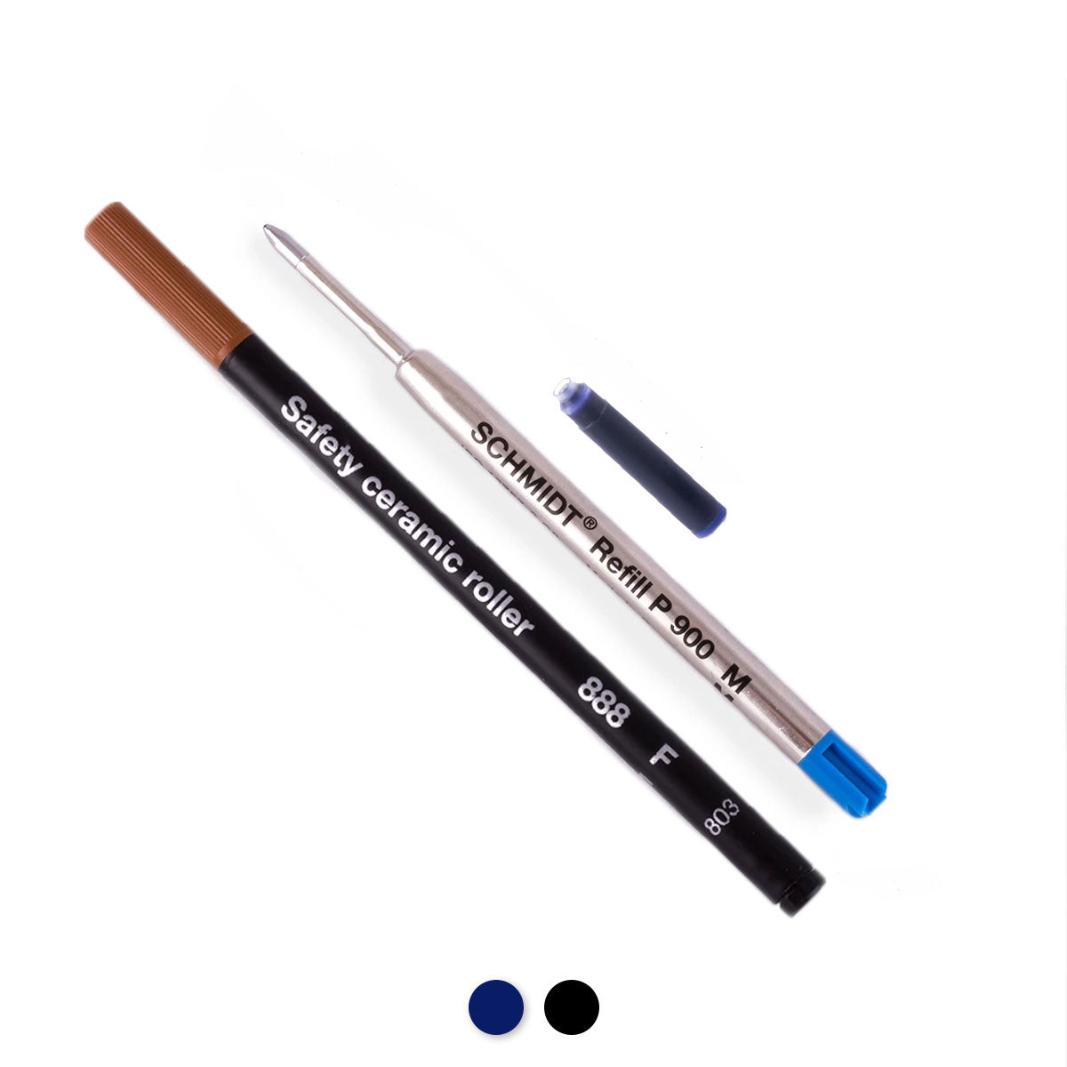 Recharge stylo - Bille / Plume / Roller - Bleu ou Noir - watch band leather strap - ABP Concept -