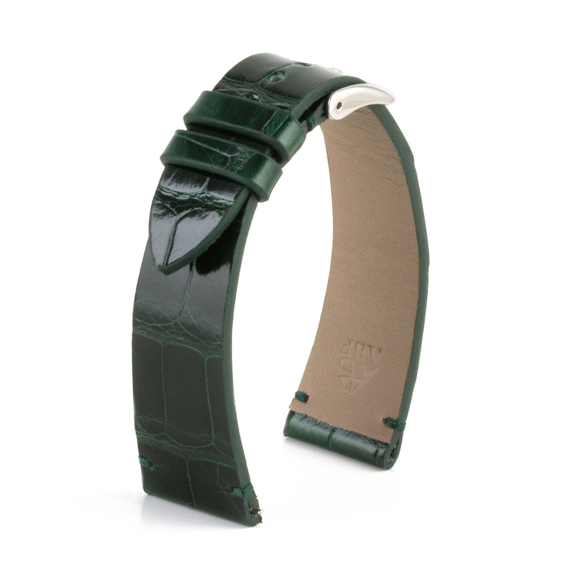 ​"Retro" watchband - Shiny alligator leather strap (black, blue, green, brown, burgundy, red, orange)