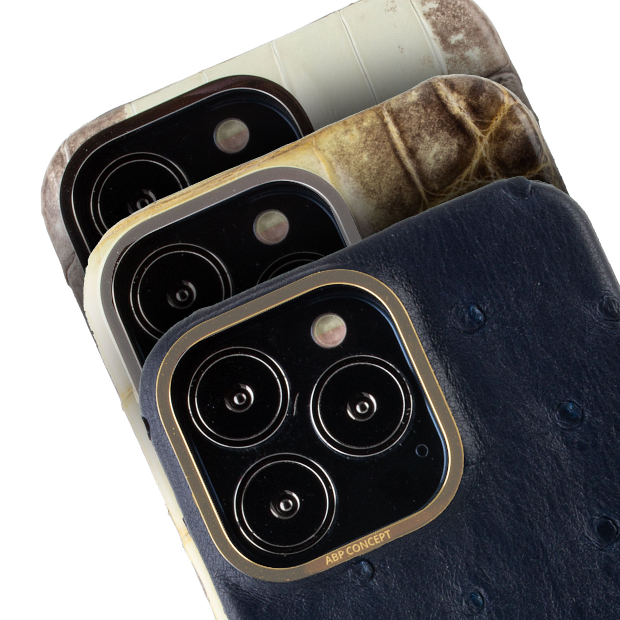 Clearance Sale - Leather iPhone case - iPhone 13 Pro Max - Navy blue ostrich
