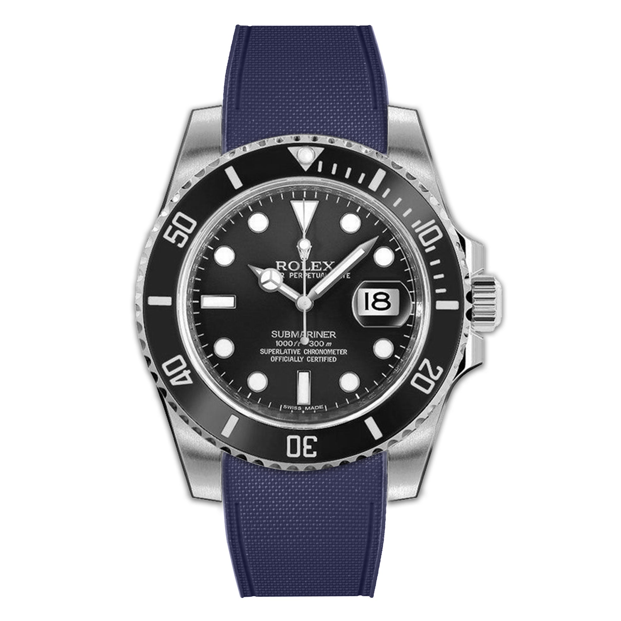 ​Rolex - R Strap Premium – Cordura pattern rubber watch band for Submariner 40mm (pre 2010) non-ceramic & Oyster clasp.