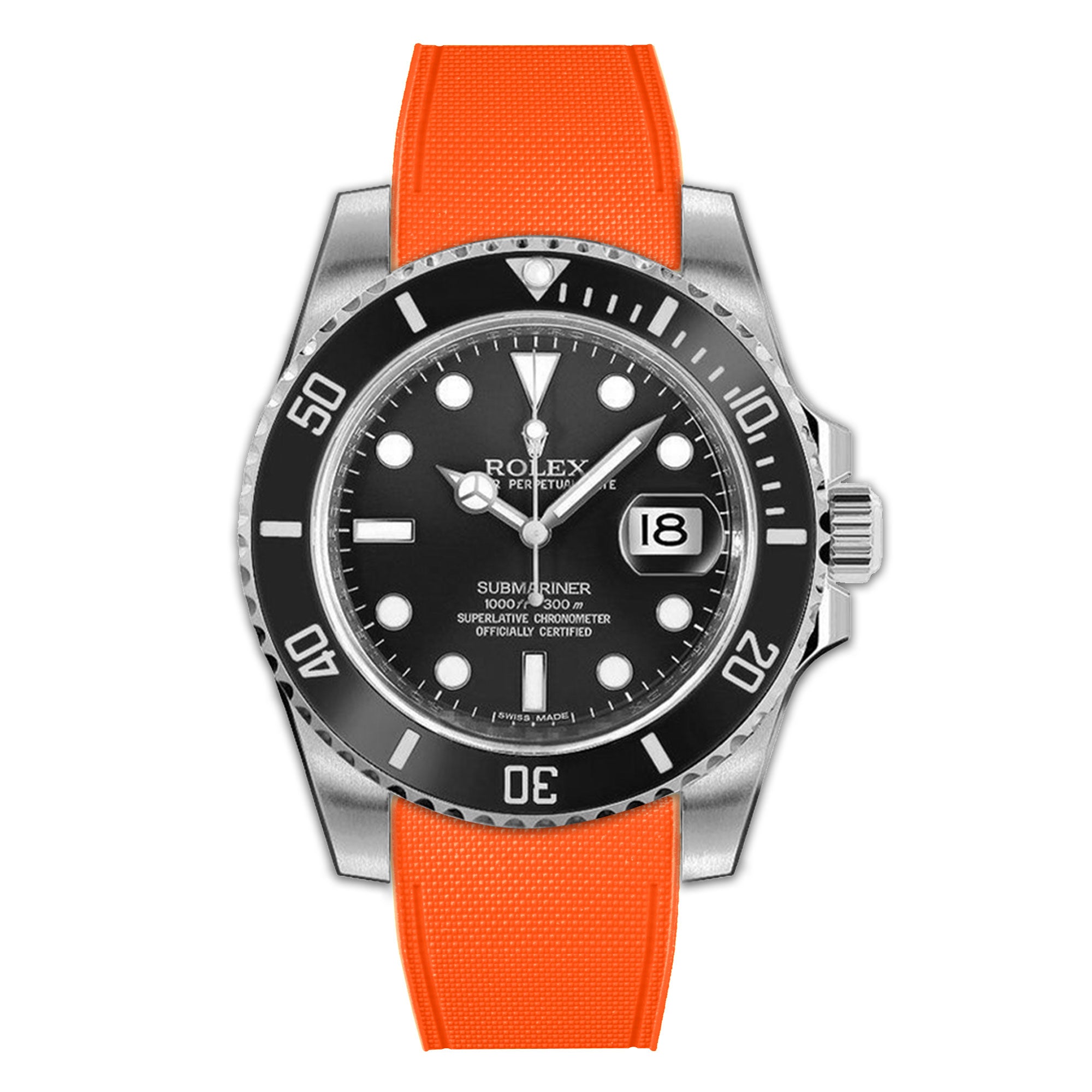 ​Rolex - R Strap Premium – Cordura pattern rubber watch band for Submariner 40mm (pre 2010) non-ceramic & Oyster clasp.