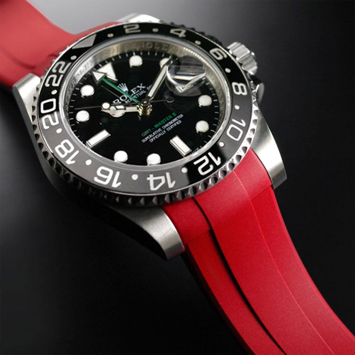 Rolex - Rubber B - Bracelet caoutchouc pour GMT Master II CERAMIC - Série boucle ardillon - watch band leather strap - ABP Concept -