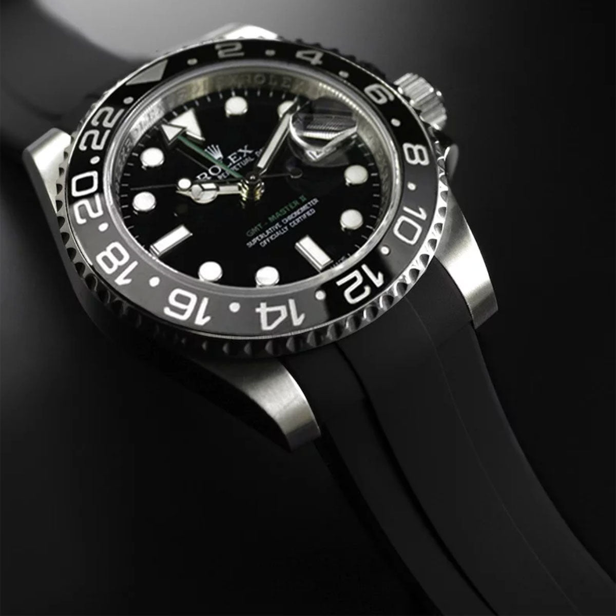 Rolex - Rubber B - Bracelet caoutchouc pour GMT Master II CERAMIC - Série classique - watch band leather strap - ABP Concept -
