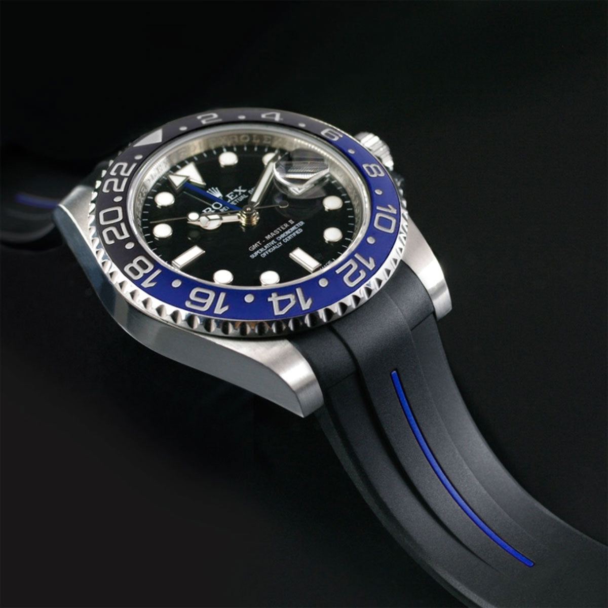 Band Gmt Batman Watch Rolex Rubber B Strap For GMT Master II
