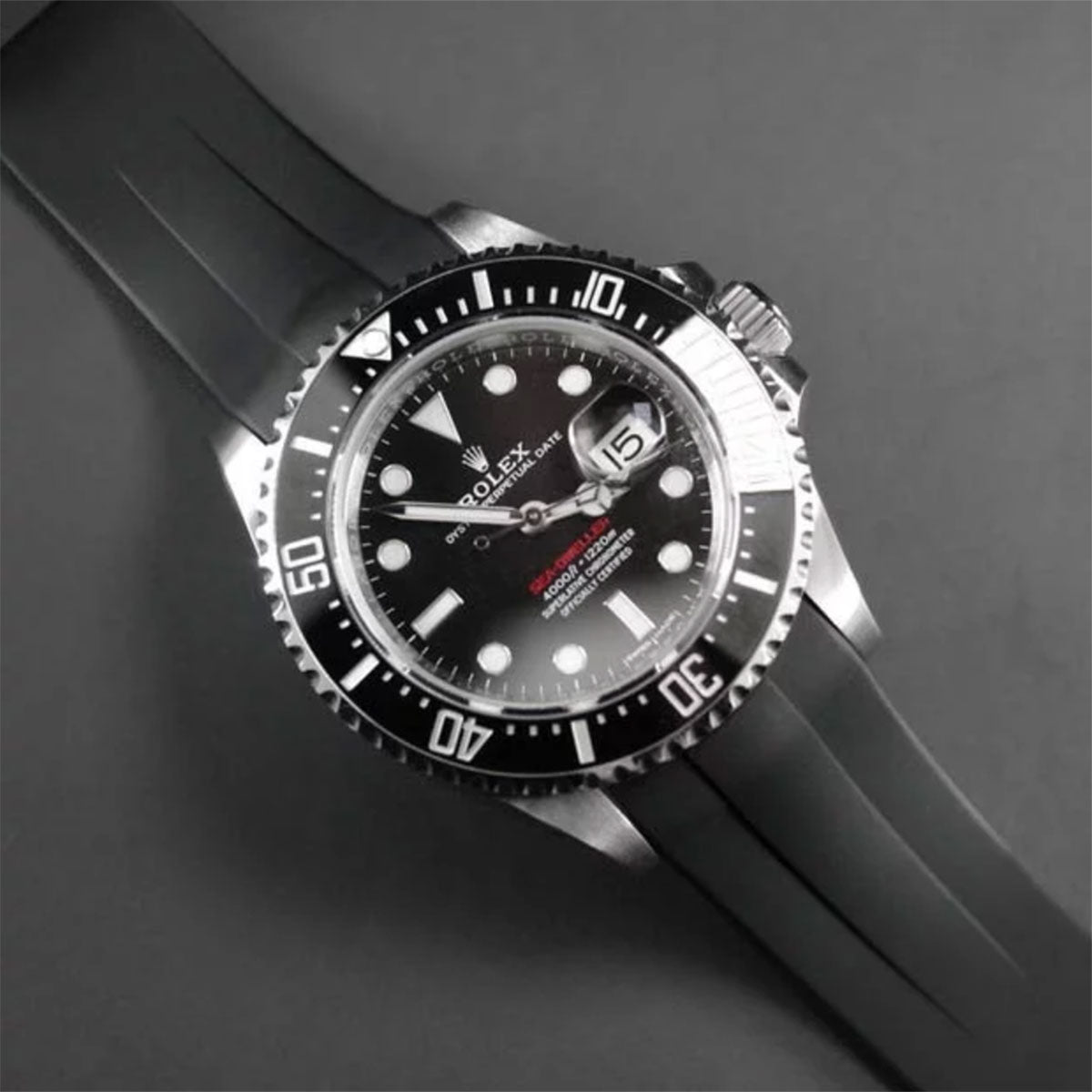 Rolex - Rubber B - Bracelet caoutchouc pour Sea-Dweller 43mm - Série boucle ardillon ref. 126600 - watch band leather strap - ABP Concept -