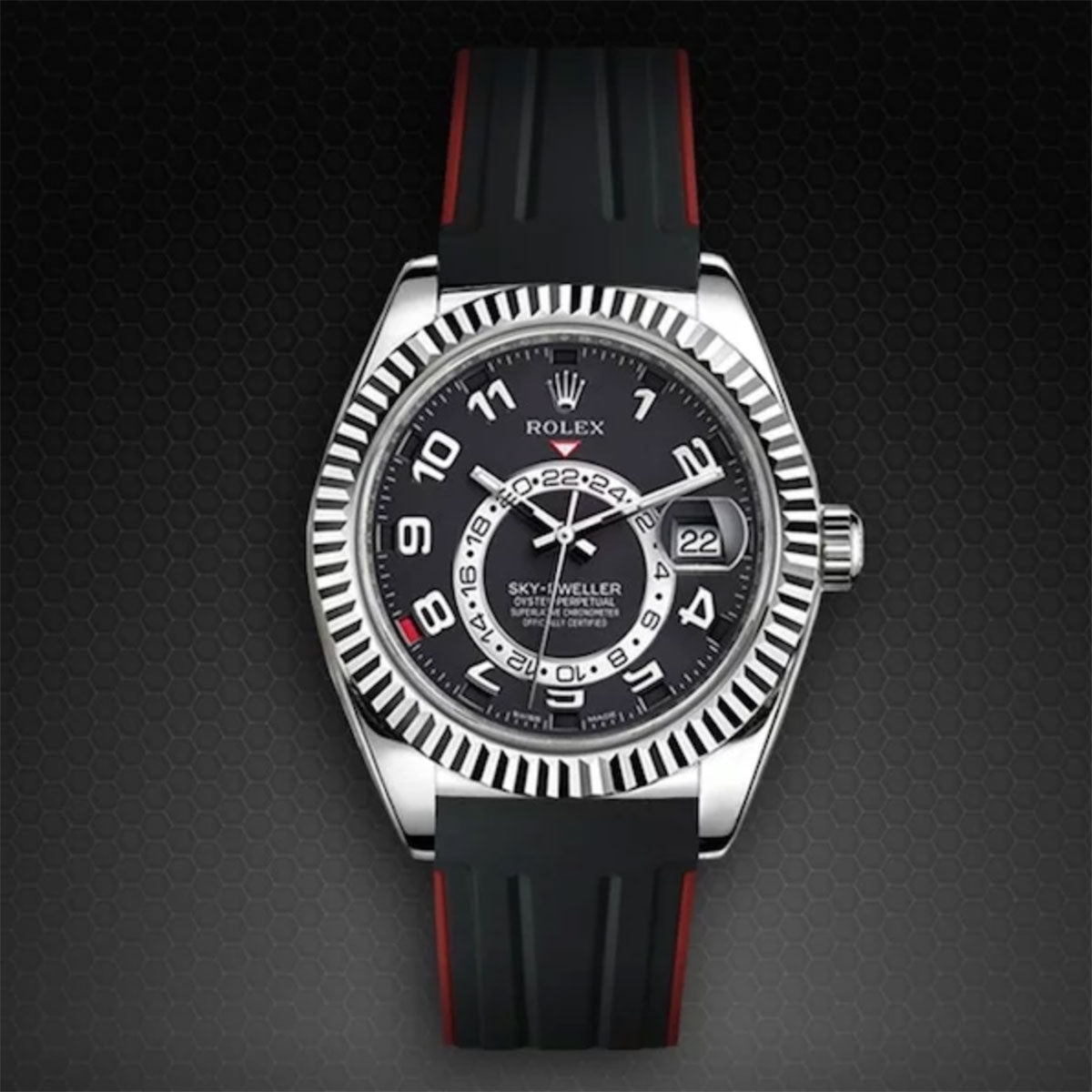 Rolex - Rubber B - Bracelet caoutchouc pour Sky-Dweller sur cuir - VulChromatic® - watch band leather strap - ABP Concept -