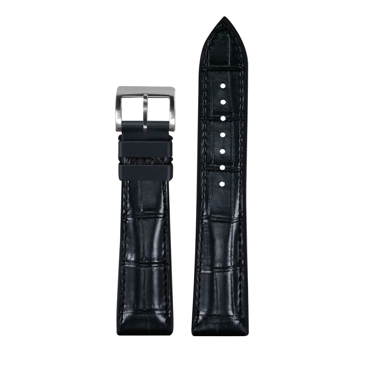 Rubber B - Bracelet caoutchouc en Alligator - Série Structure base Noire - watch band leather strap - ABP Concept -