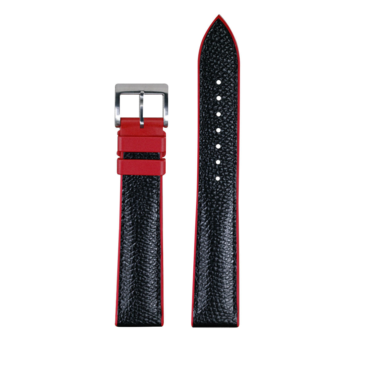 Rubber B - Bracelet caoutchouc en Veau - Série Structure base Rouge - watch band leather strap - ABP Concept -