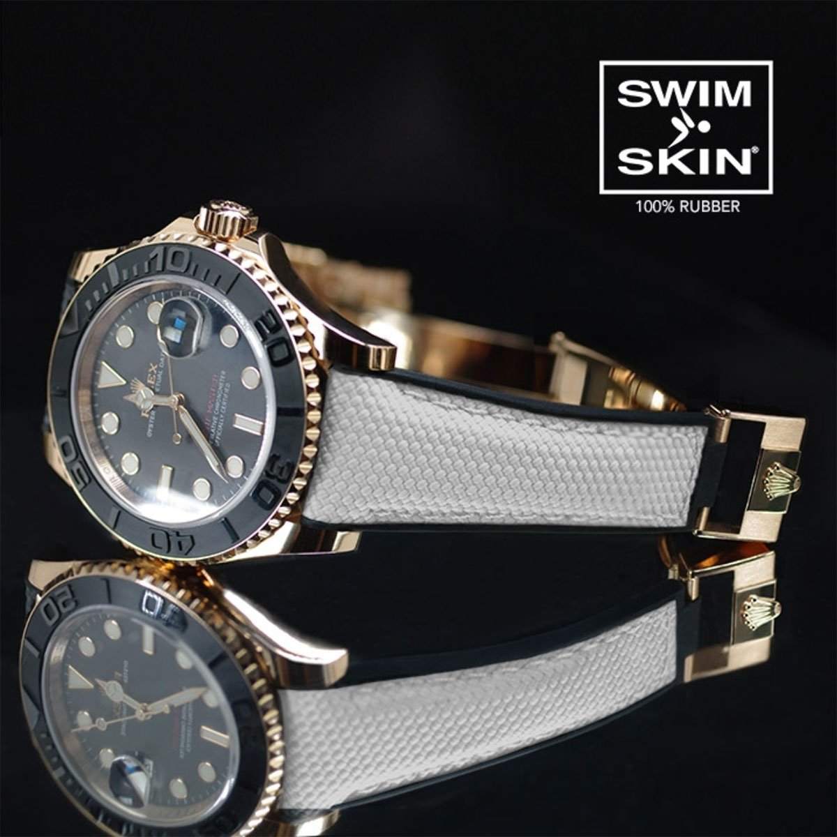Rolex - Rubber B - Bracelet caoutchouc pour Yachtmaster Oysterflex SwimSkin® Alligator & Ballistic - watch band leather strap - ABP Concept -