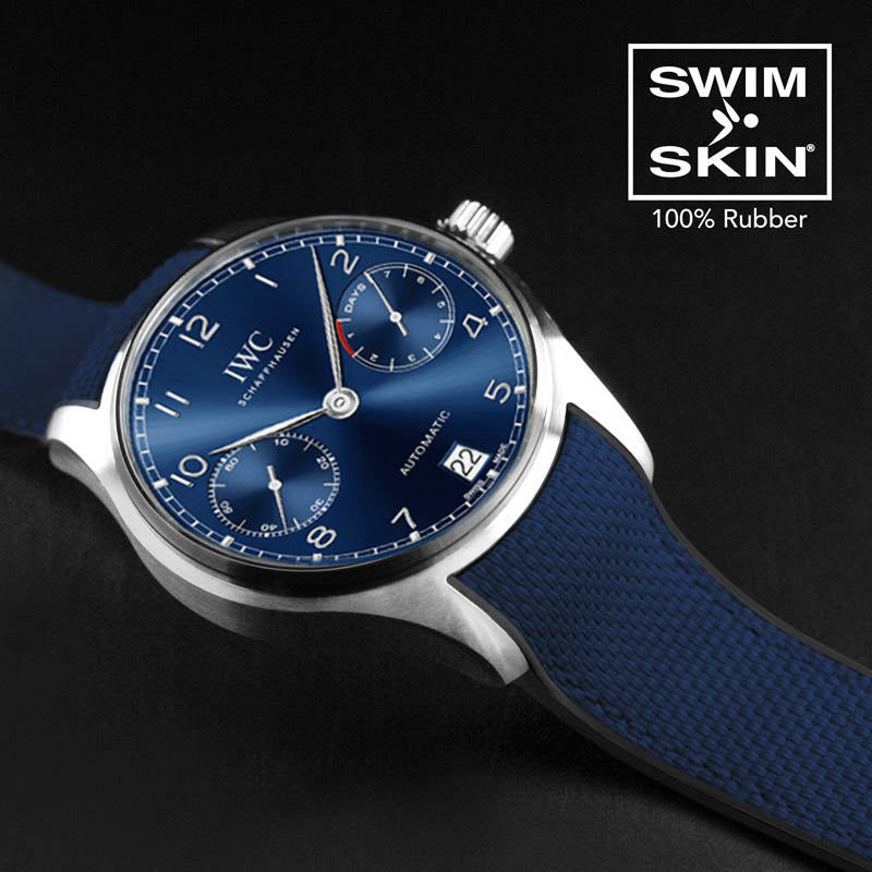 IWC - Rubber B - Bracelet caoutchouc pour Portugieser - SwimSkin® ballistic bleu