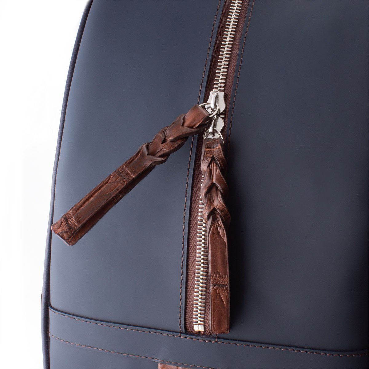 Sac voyage cuir - Veau bleu / Alligator marron - watch band leather strap - ABP Concept -