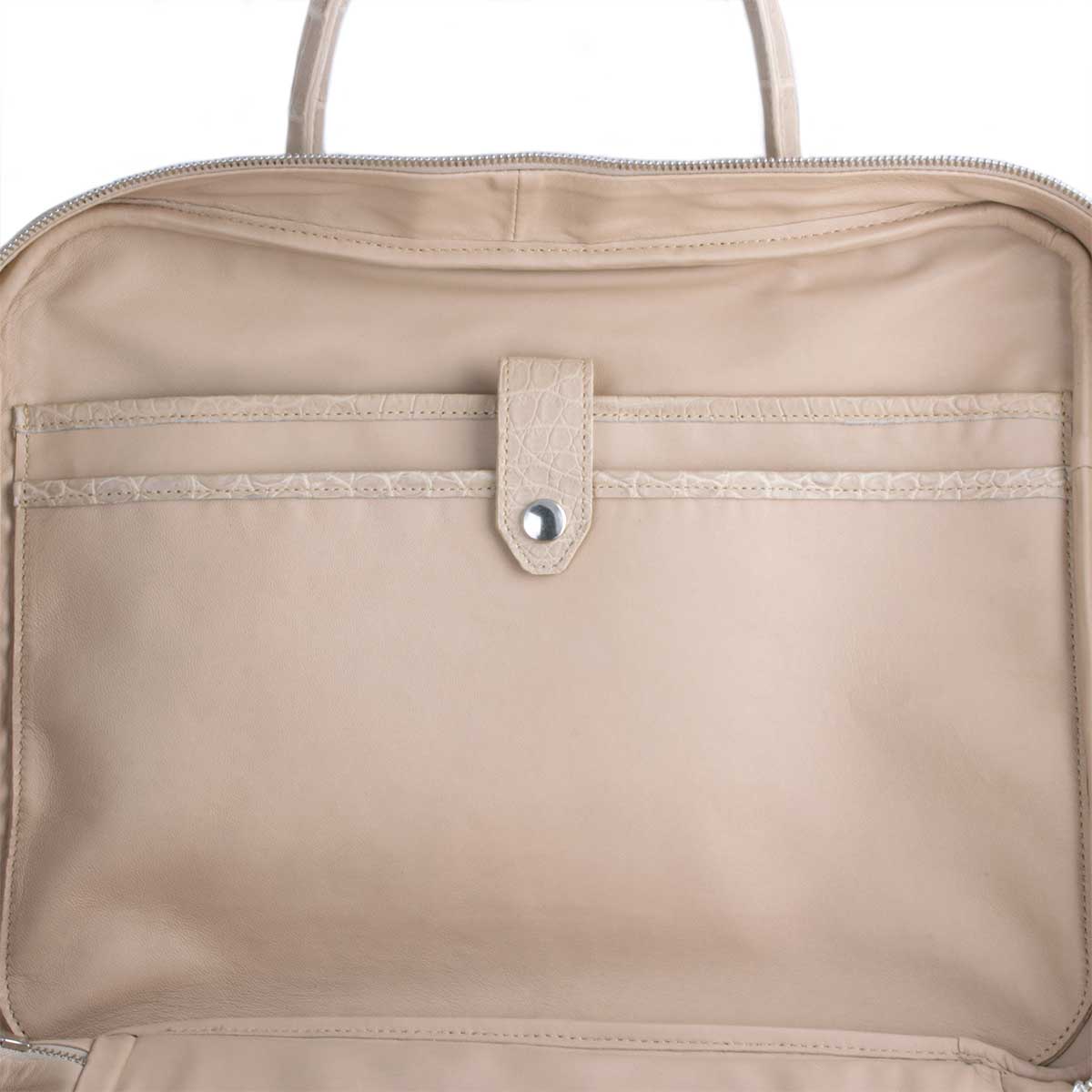 ​Leather briefcase - Beige porosus crocodile bag