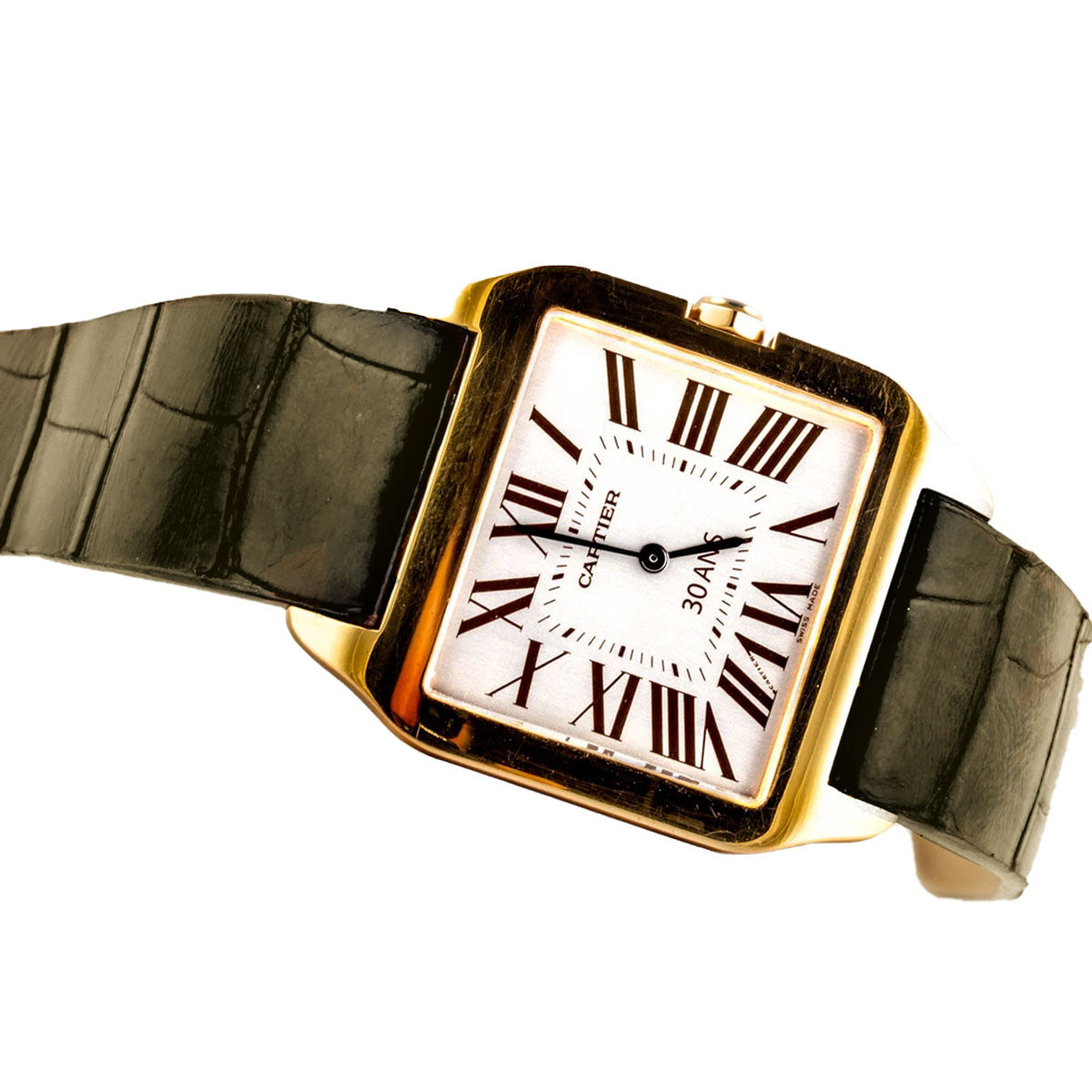 Cartier Santos Dumont - Bracelet montre cuir - Alligator (noir, bleu, marron, gris...) - watch band leather strap - ABP Concept -