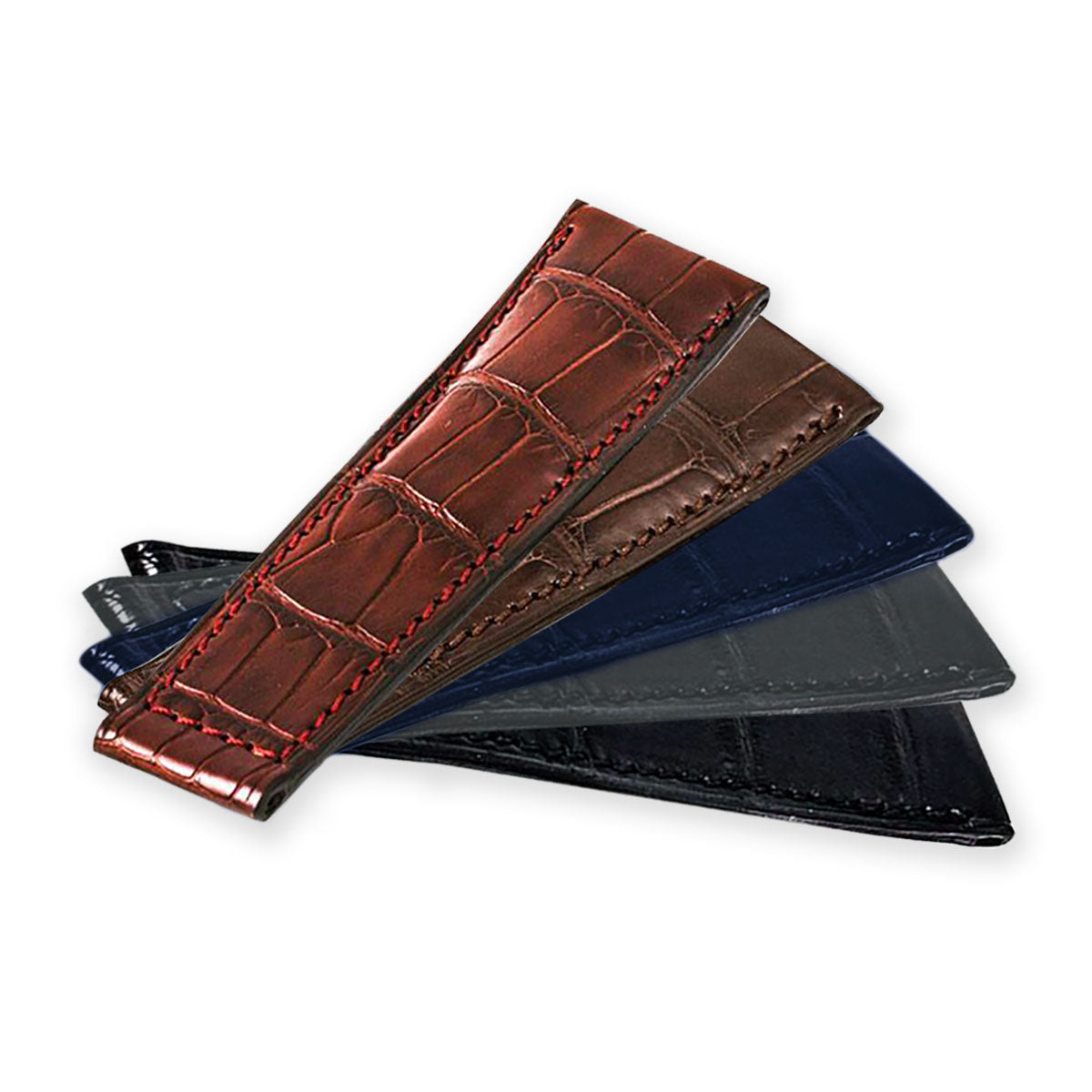 Tag Heuer - Bracelet-montre cuir - Alligator (noir, marron foncé, marron moyen, gris, bleu) - watch band leather strap - ABP Concept -