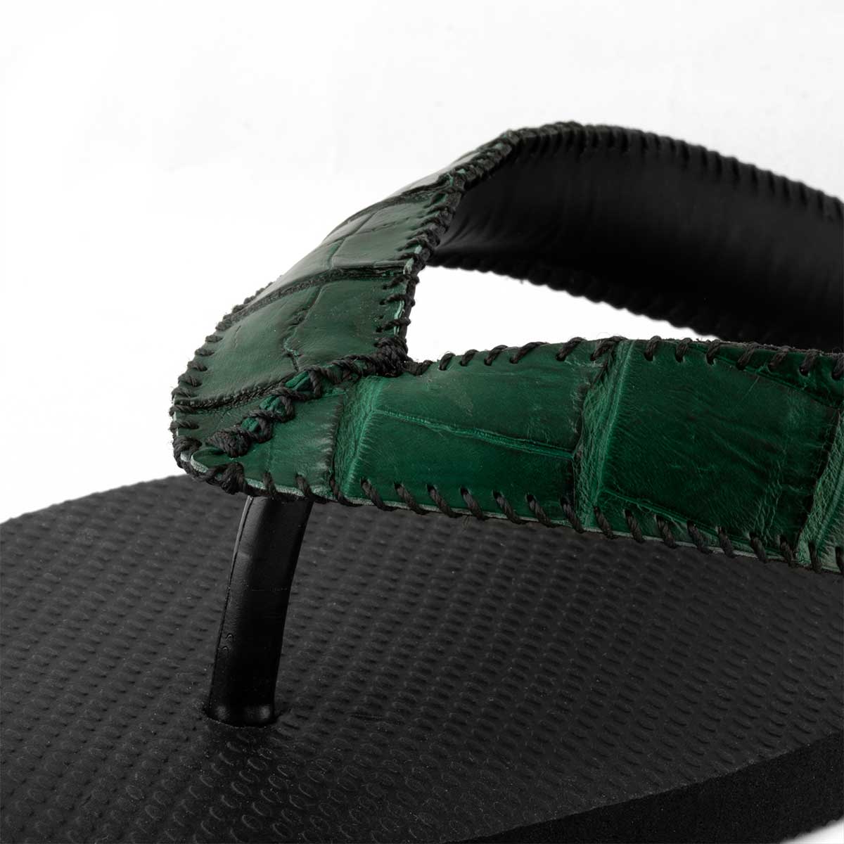 Tongs alligator – Havaianas customisées noires – Alligator sauvage - watch band leather strap - ABP Concept -