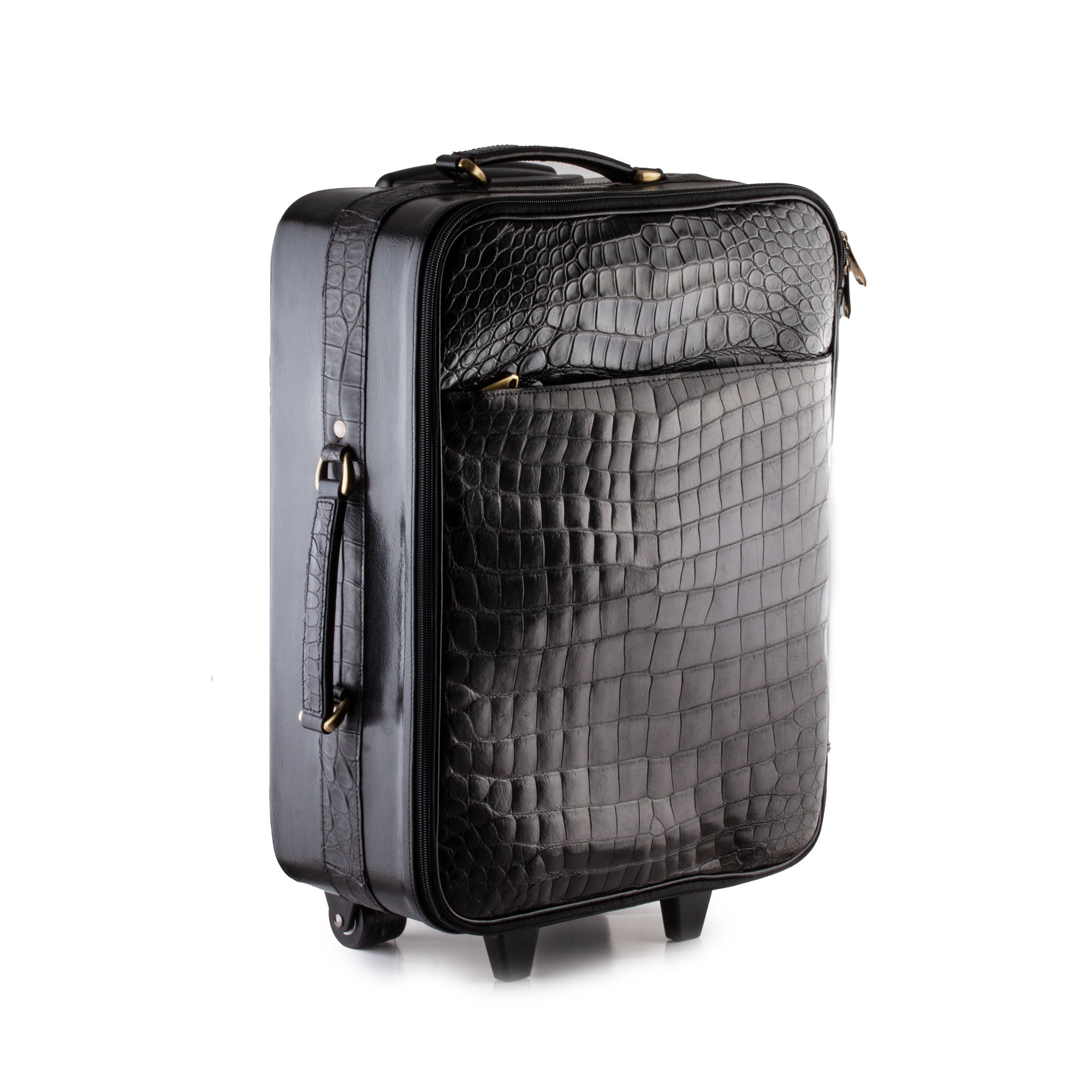 Leather suitcase  - Black alligator